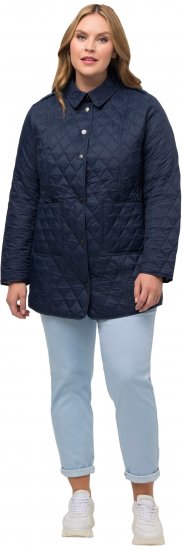 Ulla Popken Quilted Jacket with Plaid Lining Navy - Jacken - 
