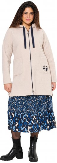 Ulla Popken Oversized Teddy Plush Heart Detail Jacket Pebble Grey - Jacken - 