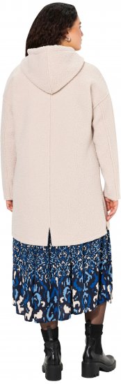 Ulla Popken Oversized Teddy Plush Heart Detail Jacket Pebble Grey - Jacken - 