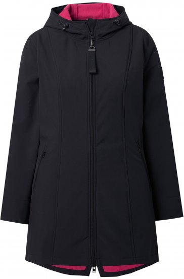 Ulla Popken Hyprar Soft Shell Water Repellent Hooded Jacket Black - Jacken - 