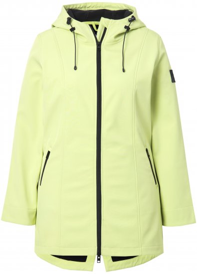 Ulla Popken Hyprar Soft Shell Water Repellent Hooded Jacket Lime Green - Jacken - 
