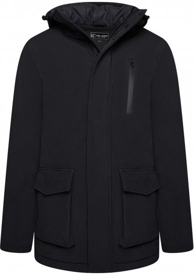 Kam Jeans KV144 Long Quilted Softshell Parka Black - Herren jacken - Herren Jacken in großen Größen