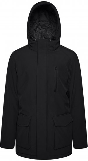 Kam Jeans KV144 Long Quilted Softshell Parka Black - Herren jacken - Herren Jacken in großen Größen