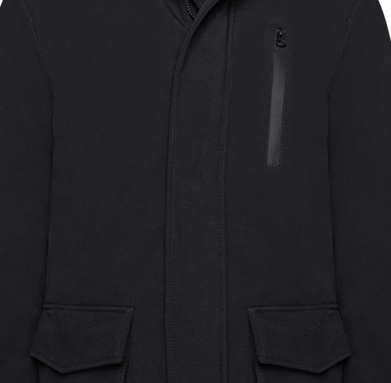 Kam Jeans KV144 Long Quilted Softshell Parka Black - Herren jacken - Herren Jacken in großen Größen