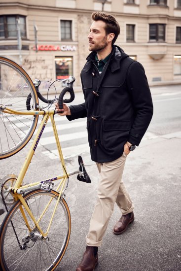 JP1880 Dufflecoat Water-repellent Black - Herren jacken - Herren Jacken in großen Größen