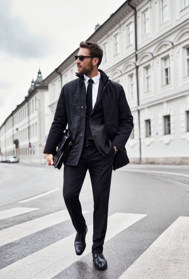 JP1880 Jacket Business Waterproof Black - Herren jacken - Herren Jacken in großen Größen