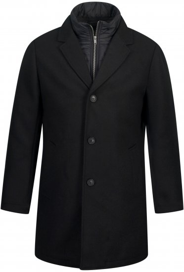 JP1880 Coat Wool Blend Quilted Black - Herren jacken - Herren Jacken in großen Größen