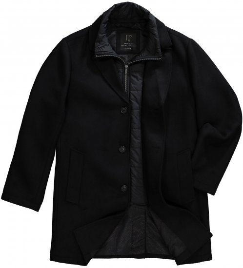 JP1880 Coat Wool Blend Quilted Black - Herren jacken - Herren Jacken in großen Größen