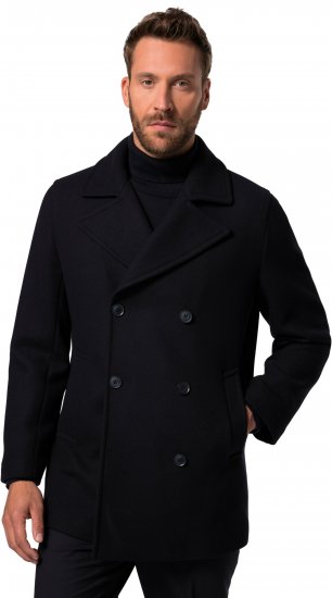 JP1880 Caban Short Double-breasted Overcoat Navy - Herren Jacken in großen Größen - Herren Jacken in großen Größen