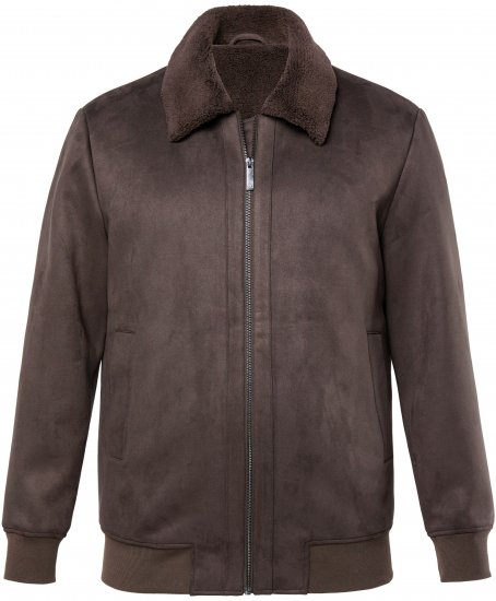 JP1880 Bomber Jacket Faux Leather Dark Brown - Herren jacken - Herren Jacken in großen Größen