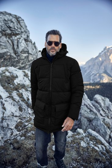 JP1880 Quilted Parka with Multiple Pockets Black - Herren jacken - Herren Jacken in großen Größen