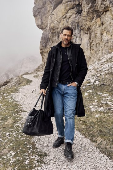 JP1880 Water-repellent Functional Coat with Wool Look Black - Herren jacken - Herren Jacken in großen Größen
