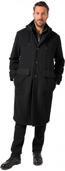 JP1880 Water-repellent Functional Coat with Wool Look Black - Herren jacken - Herren Jacken in großen Größen