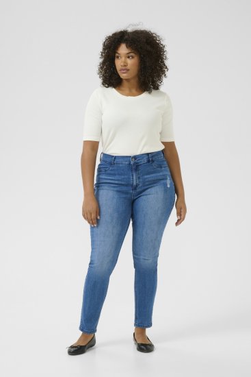 Kaffe Curve Laurina Jeans Washed/Destroyed Blue Denim - Jeans & Hosen in Großen Größen – Plus Size - 