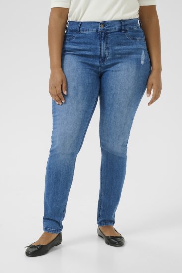 Kaffe Curve Laurina Jeans Washed/Destroyed Blue Denim - Jeans & Hosen in Großen Größen – Plus Size - 