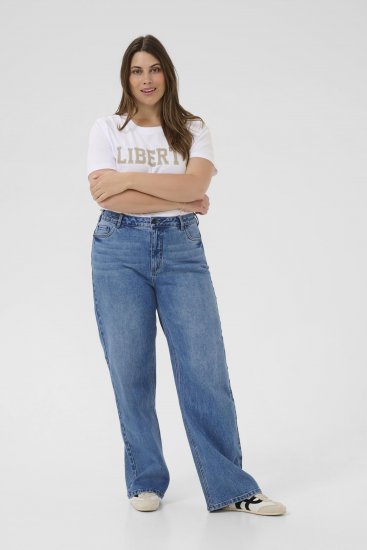 Kaffe Curve Leoana Weite lange Jeans Vintageblau - Jeans & Hosen in Großen Größen – Plus Size - 
