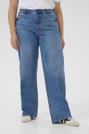 Kaffe Curve Leoana Weite lange Jeans Vintageblau - Jeans & Hosen in Großen Größen – Plus Size - 