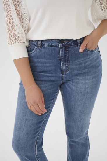 Kaffe Curve Dina Gerade Jeans in normaler Länge Blau - Jeans & Hosen in Großen Größen – Plus Size - 