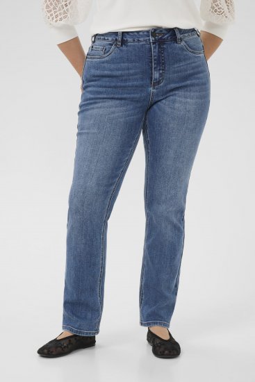 Kaffe Curve Dina Gerade Jeans in normaler Länge Blau - Jeans & Hosen in Großen Größen – Plus Size - 