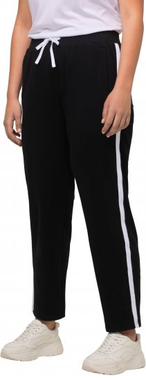 Ulla Popken Side Stripe Adjustable Drawstring Waist Joggers Black - Jeans & Hosen in Großen Größen – Plus Size - 