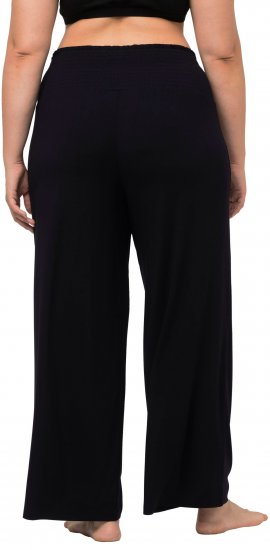 Ulla Popken Wide Leg Smocked Waist Knit Pants Black - Jeans & Hosen in Großen Größen – Plus Size - 