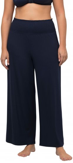 Ulla Popken Wide Leg Smocked Waist Knit Pants Night Blue - Jeans & Hosen in Großen Größen – Plus Size - 