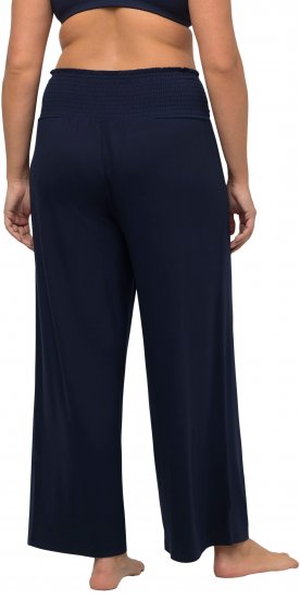 Ulla Popken Wide Leg Smocked Waist Knit Pants Night Blue - Jeans & Hosen in Großen Größen – Plus Size - 