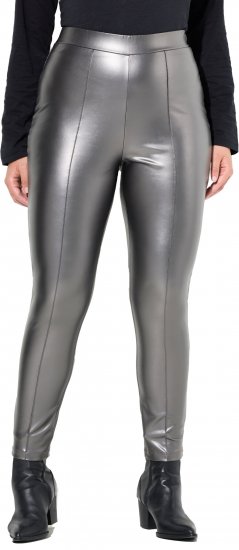 Ulla Popken Metallic Faux Leather Leggings Silver - Jeans & Hosen in Großen Größen – Plus Size - 