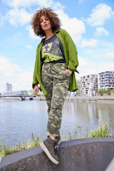 Ulla Popken Camo Boyfriend Pants Olive Grey - Jeans & Hosen in Großen Größen – Plus Size - 