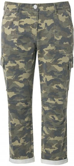 Ulla Popken Camo Boyfriend Pants Olive Grey - Jeans & Hosen in Großen Größen – Plus Size - 