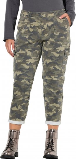 Ulla Popken Camo Boyfriend Pants Olive Grey - Jeans & Hosen in Großen Größen – Plus Size - 