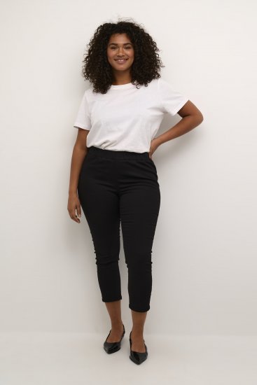 Kaffe Curve Ana Cropped Twill Jeggings Tiefschwarz - Jeans & Hosen in Großen Größen – Plus Size - 