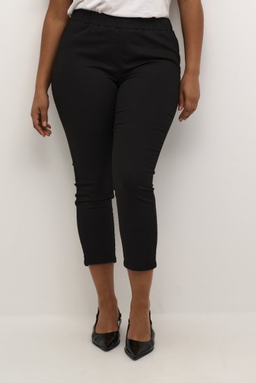 Kaffe Curve Ana Cropped Twill Jeggings Tiefschwarz - Jeans & Hosen in Großen Größen – Plus Size - 
