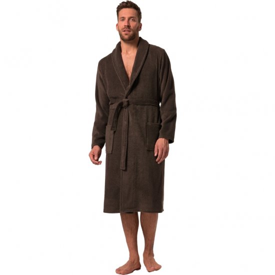 JP1880 Bathrobe Extra Soft Terry Cloth Brown - Herrenunterwäsche & bademode - Herrenunterwäsche & Bademode in großen Größen