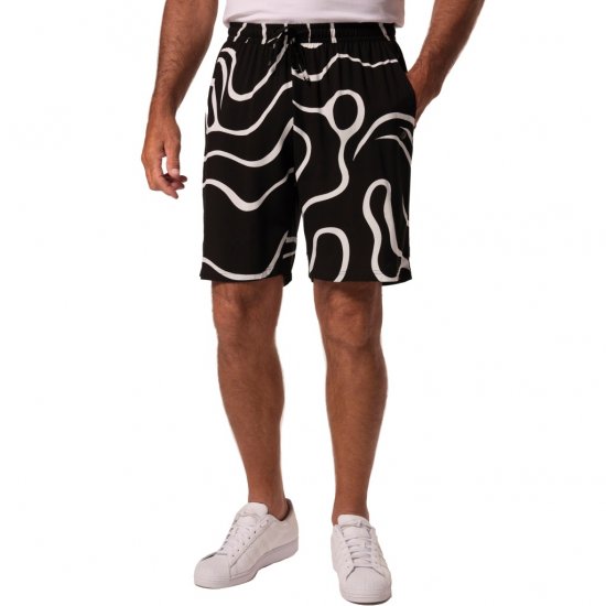 JP1880 Bermuda Shorts Soft Viscose All-over Print Black - Herrenshorts in großen Größen - Herrenshorts in großen Größen