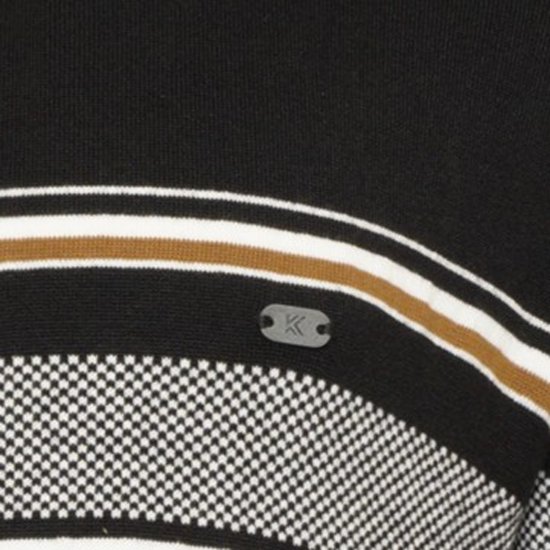 Kam Jeans 93 Stripe 1/4 Zipper Knitted Sweater Black - Herren-sweater und -hoodies - Herren-Sweater und -Hoodies in großen Größen