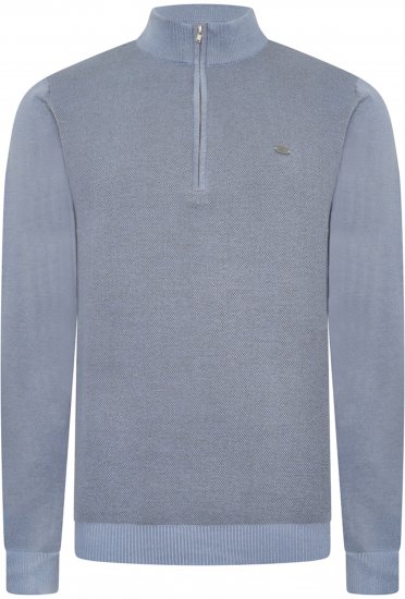 Kam Jeans 94 Knitted with 1/4 Zipper Sweater Powder Blue - Herren-sweater und -hoodies - Herren-Sweater und -Hoodies in großen Größen