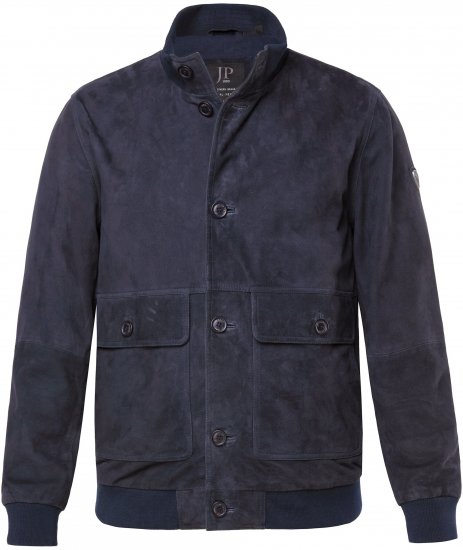 JP1880 Soft Goatskin Suede Leather Jacket Navy - Lederjacken - Lederjacken in großen Größen