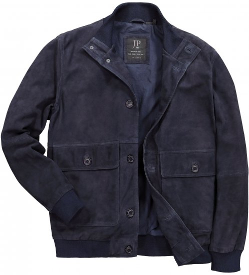 JP1880 Soft Goatskin Suede Leather Jacket Navy - Lederjacken - Lederjacken in großen Größen