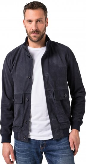 JP1880 Soft Goatskin Suede Leather Jacket Navy - Lederjacken - Lederjacken in großen Größen