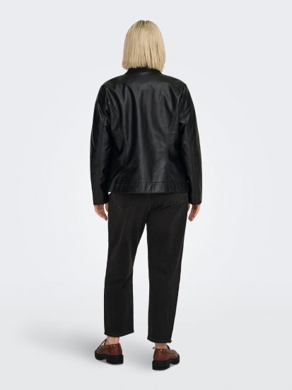 Only Carmakoma Robber Leather Jacket Black - Lederjacken - 