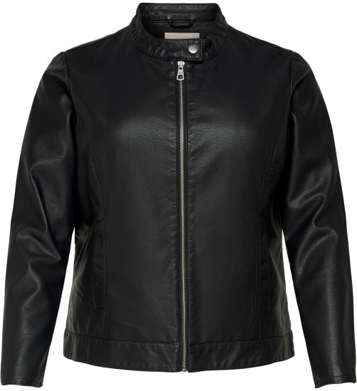 Only Carmakoma Robber Leather Jacket Black - Lederjacken - 
