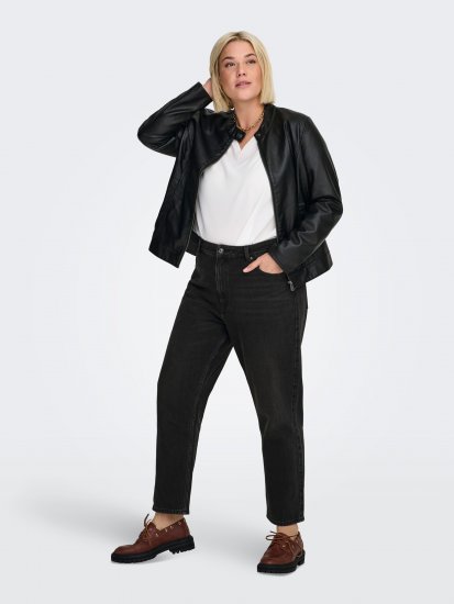 Only Carmakoma Robber Leather Jacket Black - Lederjacken - 