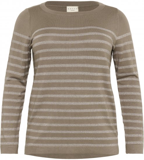 Kaffe Curve Linia Boatneck Pullover Morel Melange with Silver Lurex - Strickpullover - 