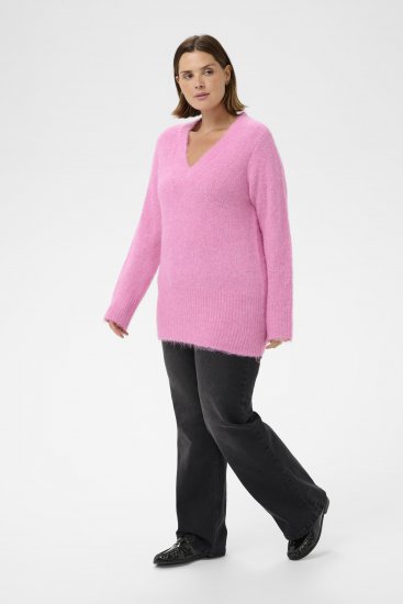 Kaffe Curve Emilia Pullover Pink Power Melange - Strickpullover - 