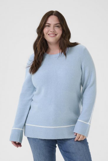 Kaffe Curve Jina Knit Pullover Powder Blue Melange - Strickpullover - 