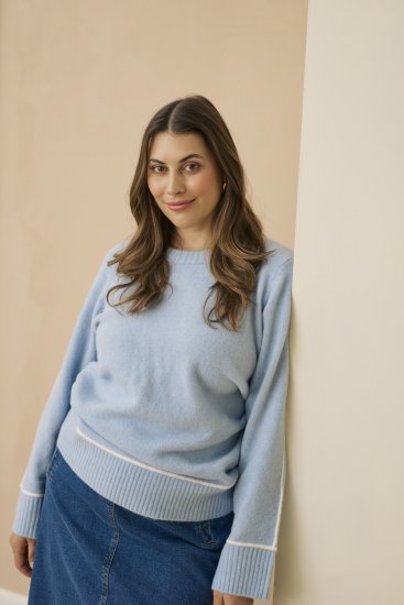 Kaffe Curve Jina Knit Pullover Powder Blue Melange - Strickpullover - 