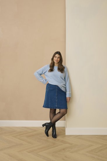 Kaffe Curve Jina Knit Pullover Powder Blue Melange - Strickpullover - 