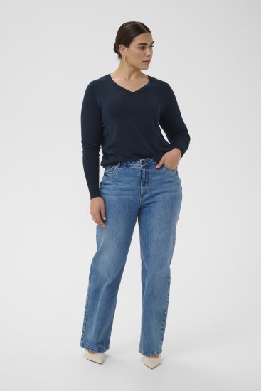 Kaffe Curve Lizzy Long Sleeve Pullover Midnight Marine - Strickpullover - 