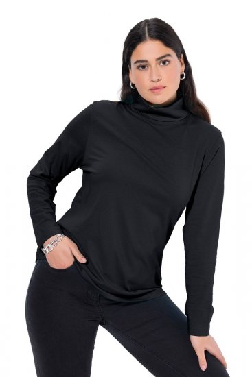 Ulla Popken Basic Long Sleeve Slim Fit Turtleneck Black - Hoodies & Sweatshirts - Kuschelige Sweatshirts, Hoodies & Strick